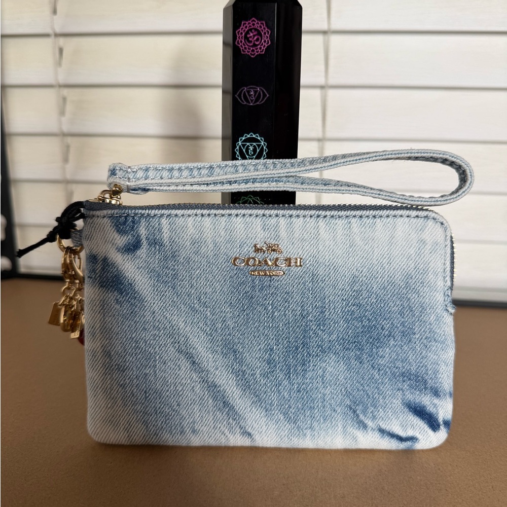Coach Blue Denim Wristlet
